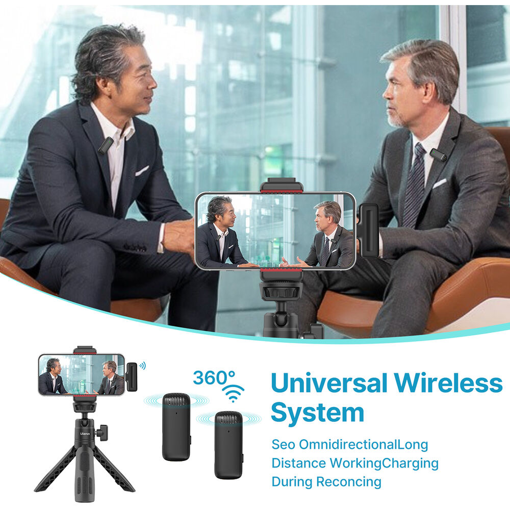 Micrófono Inalámbrico Ulanzi J12 para iPhone - Sistema Profesional con Conector Lightning