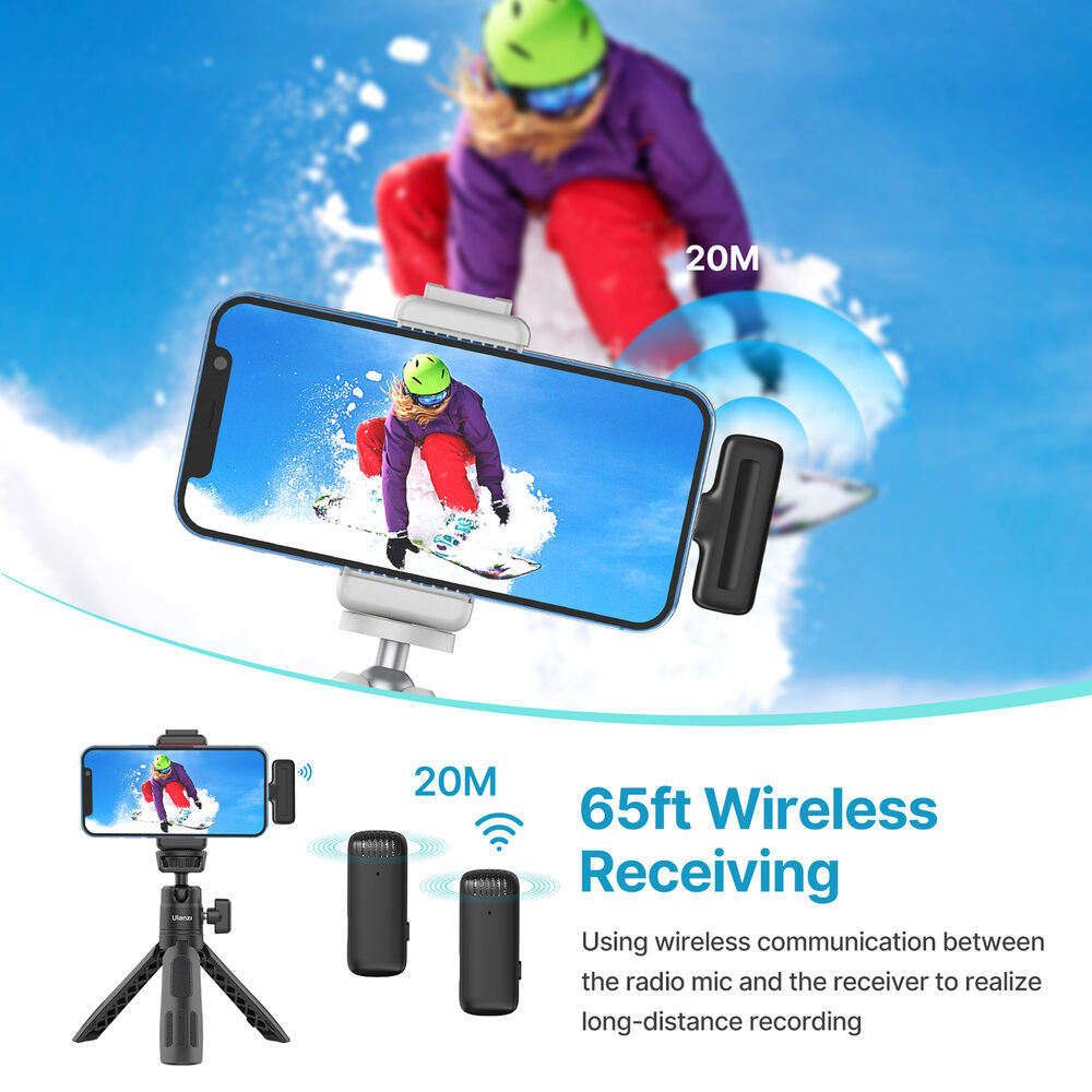 Micrófono Inalámbrico Ulanzi J12 para iPhone - Sistema Profesional con Conector Lightning