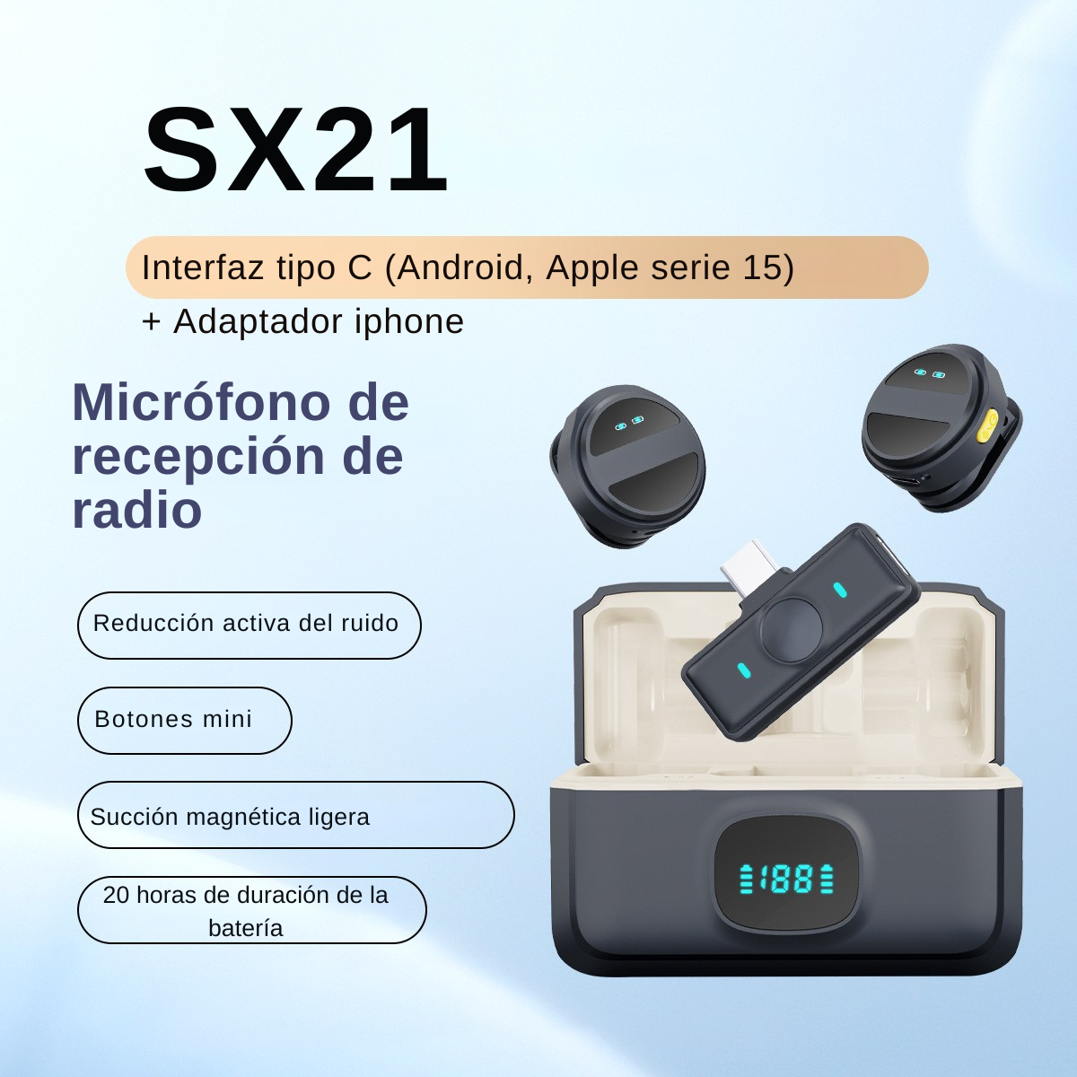 Micrófonos Solapa Inalámbricos Para iPhone/iPad/android Sx21