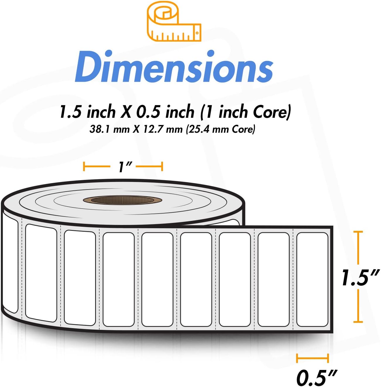 Etiquetas Térmicas 3.81 × 1.27 cm – 2350/Rollo, Adhesivo Permanente