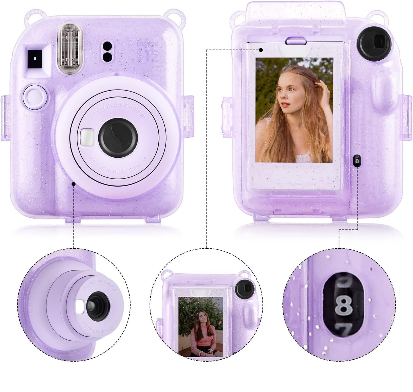 Protector Escarchado Instax Mini 12 Lila