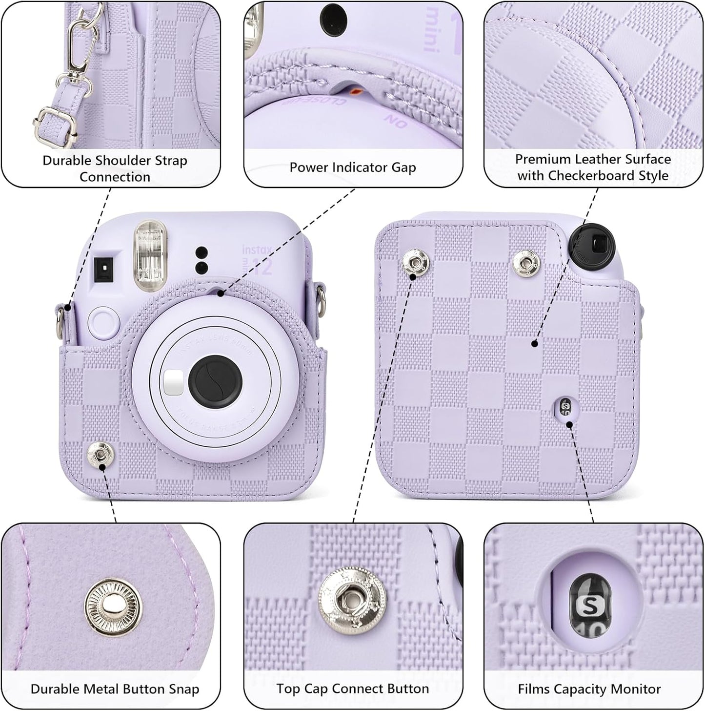 Estuche Cámara Instax Mini 12 Cuadros Lila