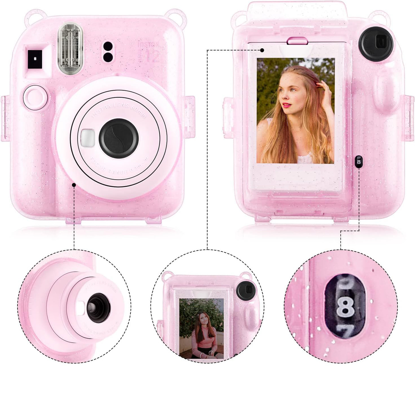 Protector Escarchado Instax Mini 12 Rosado