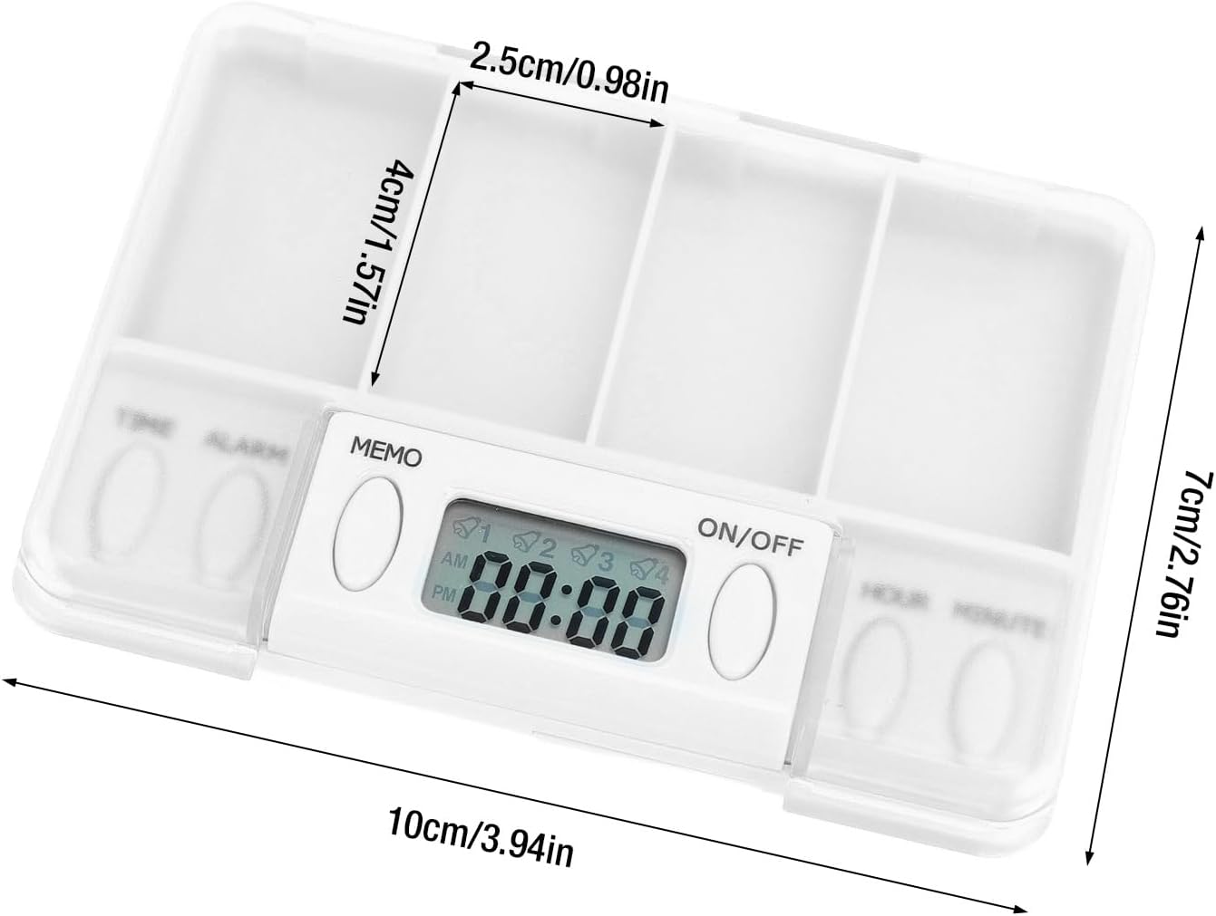 Pastillero Electrónico con 4 Alarmas - Organizador de Medicamentos con Pantalla LCD