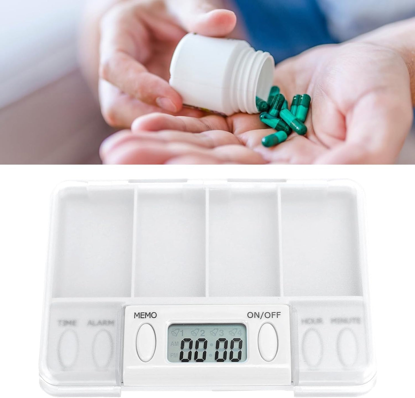 Pastillero Electrónico con 4 Alarmas - Organizador de Medicamentos con Pantalla LCD