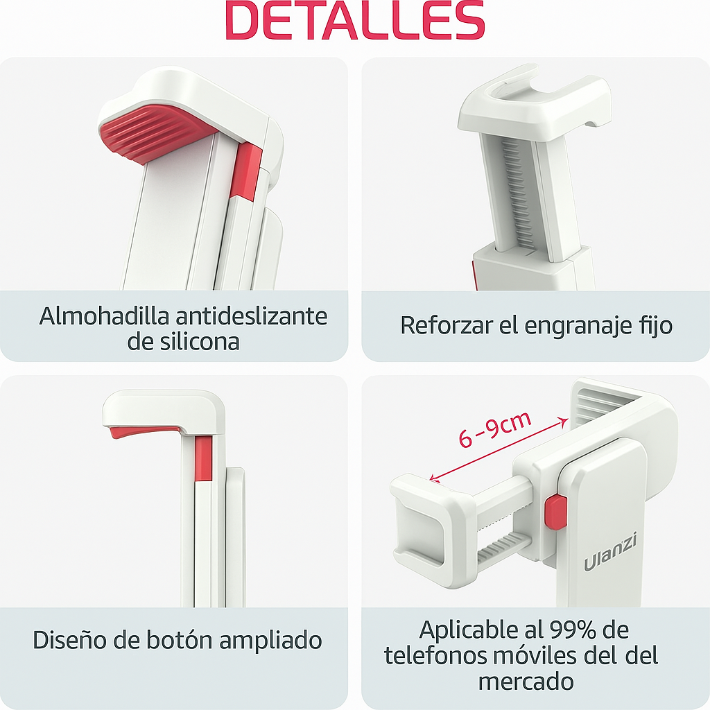 Ulanzi ST-06S – Soporte de Teléfono con 2 Zapatas Frías y Rosca 1/4"