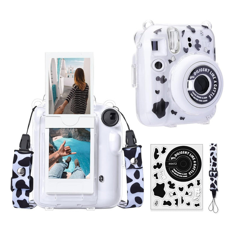 Protector Transparente Instax Mini 12 con Correa y Pegatina | Carcasa de Policarbonato D1