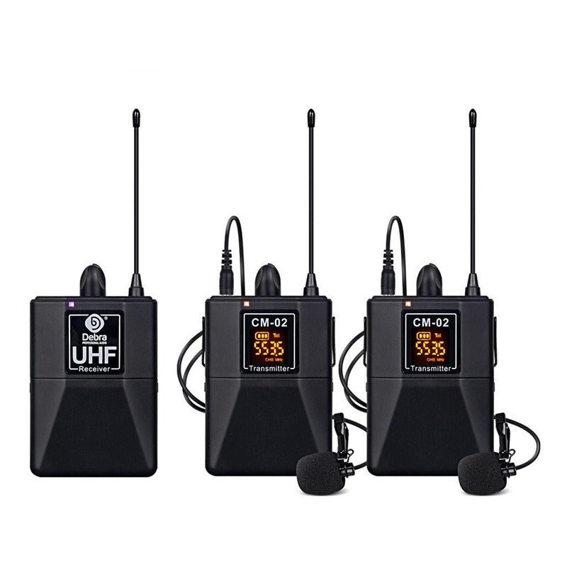 Micrófono Inalámbrico Debra UHF CM-02 Lavalier para Entrevistas DSLR Streaming Profesional