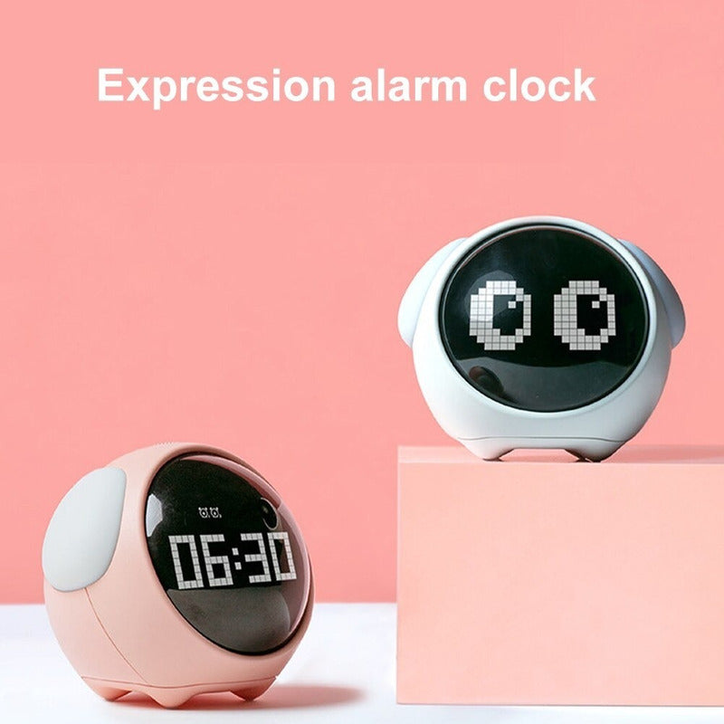 Reloj Despertador Emojis Rosado Infantil Interactivo – Expresiones Animadas y Alarma Personalizable