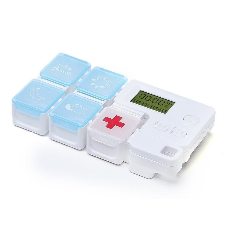 Pastillero Automático con 4 Alarmas - Recordatorio de Medicinas con Compartimento de Emergencia