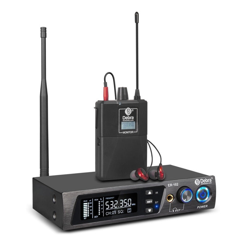 Sistema de Monitoreo inalambrico In-ear Debra ER-102 Uhf Bluetooth 1 Receptor