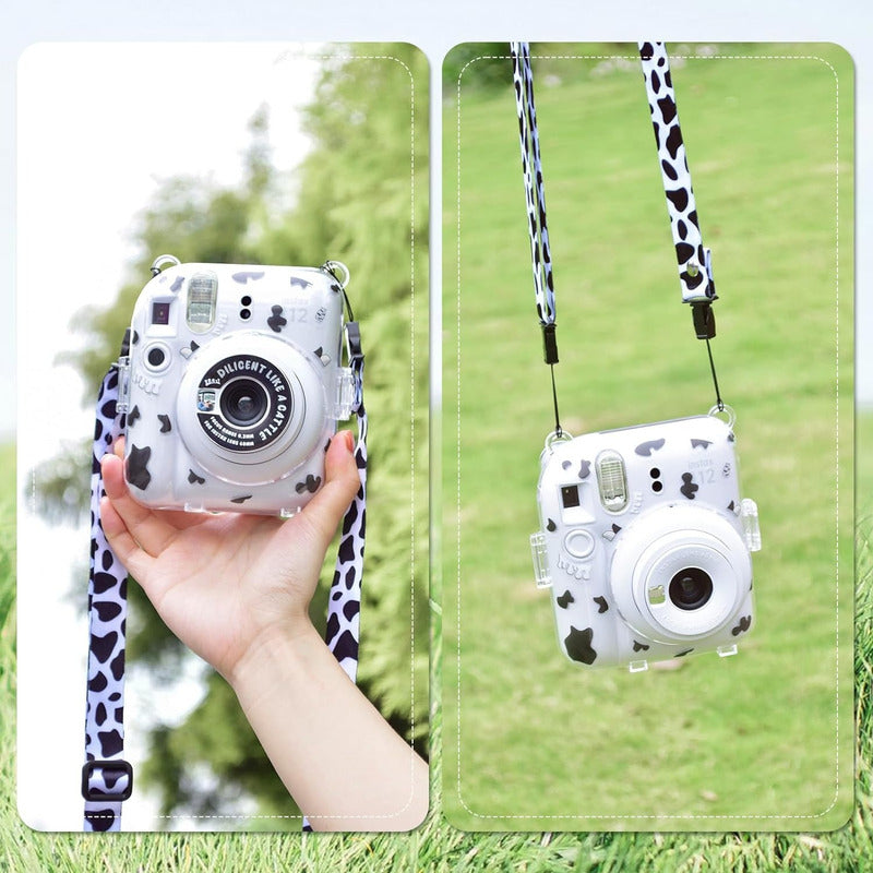 Protector Transparente Instax Mini 12 con Correa y Pegatina | Carcasa de Policarbonato D1