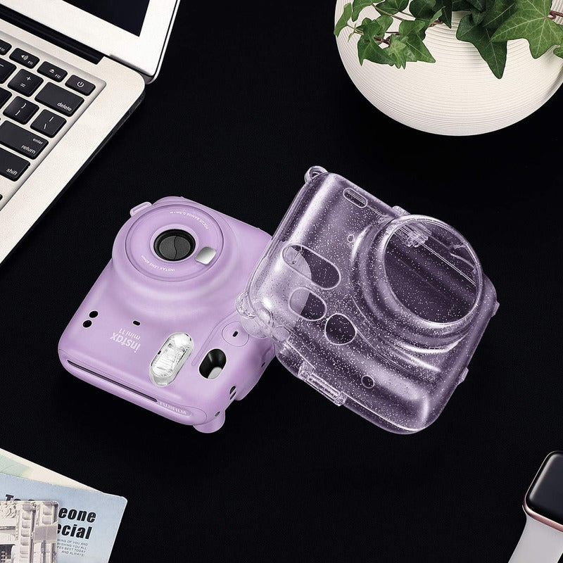 Protector Cámara Instax Mini 11 Escarchado | Con Correa Extraíble lila