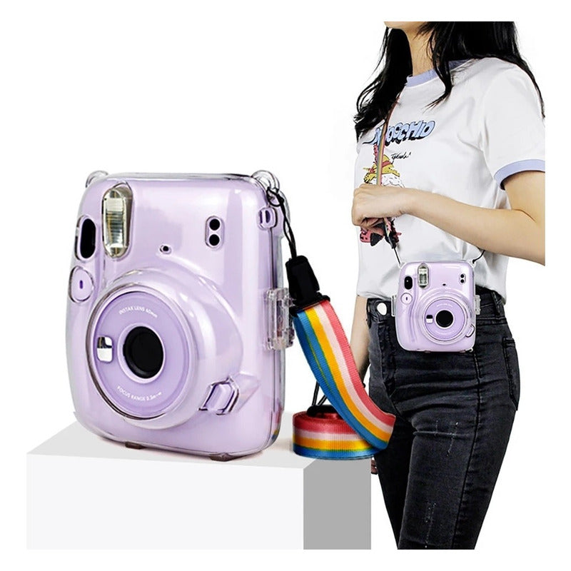 Protector Transparente Instax Mini 11 con Correa | Carcasa Rígida de Policarbonato