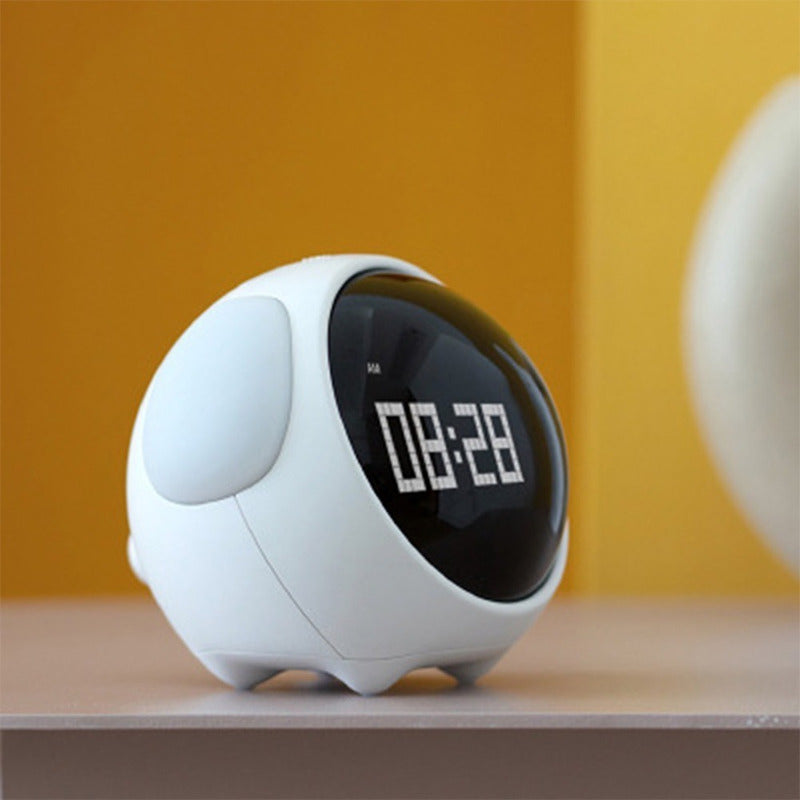 Reloj Despertador Emojis Blanco Infantil Interactivo – Expresiones Animadas y Alarma Personalizable
