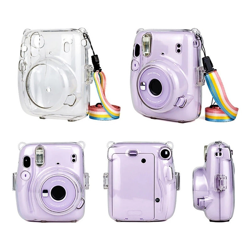 Protector Transparente Instax Mini 11 con Correa | Carcasa Rígida de Policarbonato