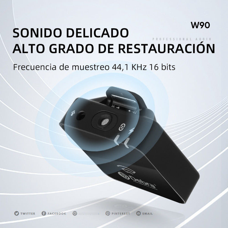 Micrófono Inalámbrico Lavalier W90 - Audio Profesional para Grabaciones, Videos y Podcasts