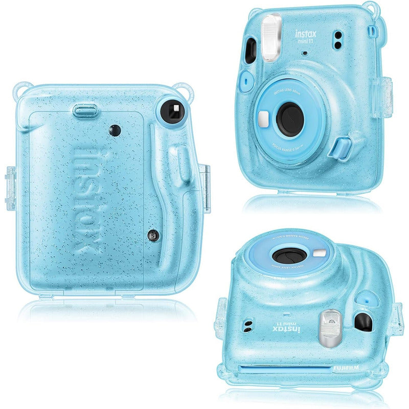 Protector Cámara Instax Mini 11 Escarchado | Con Correa Extraíble Azul