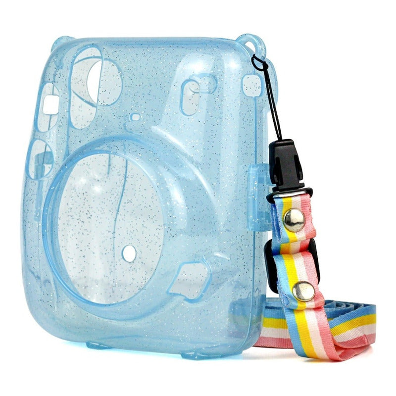 Protector Cámara Instax Mini 11 Escarchado | Con Correa Extraíble Azul