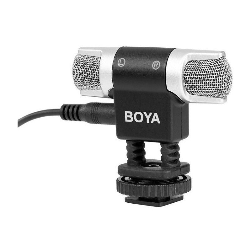 Micrófono Estéreo BOYA BY-MM3 Condensador Doble Cabeza para iPhone Android DSLR Streaming