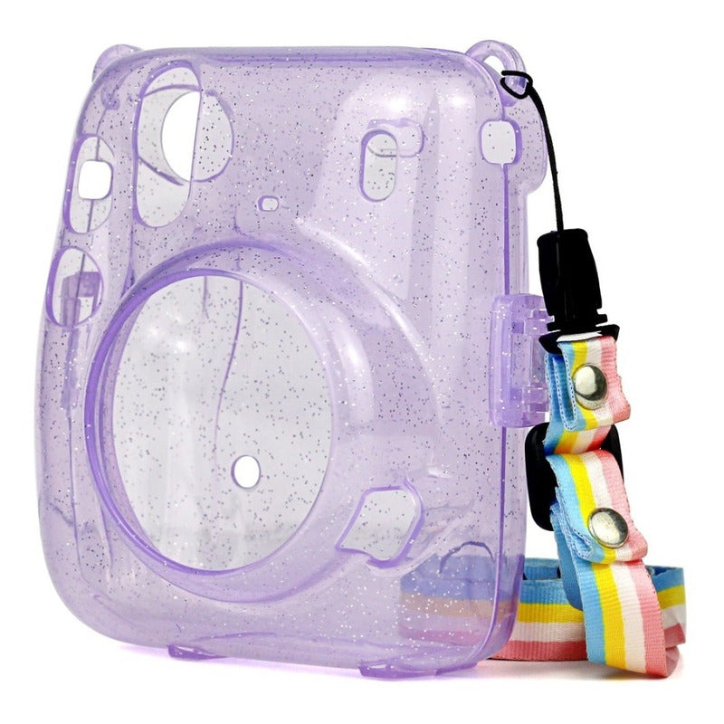 Protector Cámara Instax Mini 11 Escarchado | Con Correa Extraíble lila