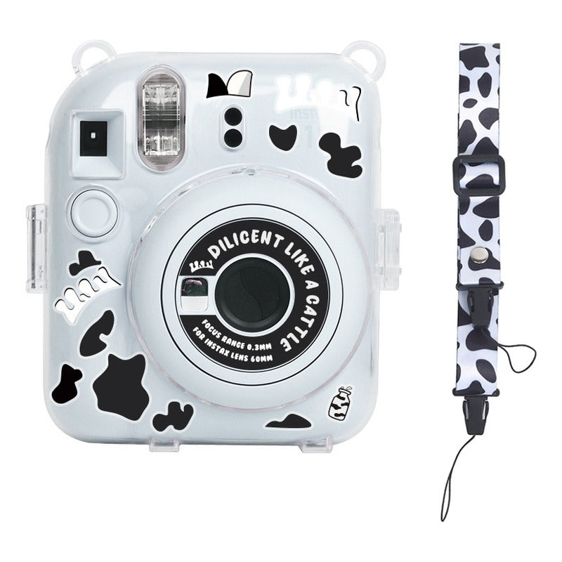 Protector Transparente Instax Mini 12 con Correa y Pegatina | Carcasa de Policarbonato D1