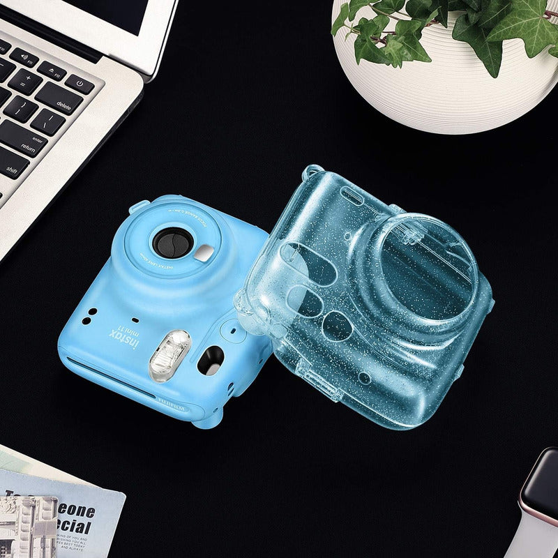 Protector Cámara Instax Mini 11 Escarchado | Con Correa Extraíble Azul