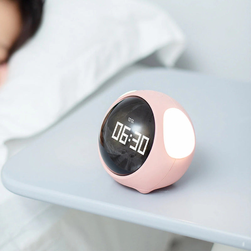 Reloj Despertador Emojis Rosado Infantil Interactivo – Expresiones Animadas y Alarma Personalizable