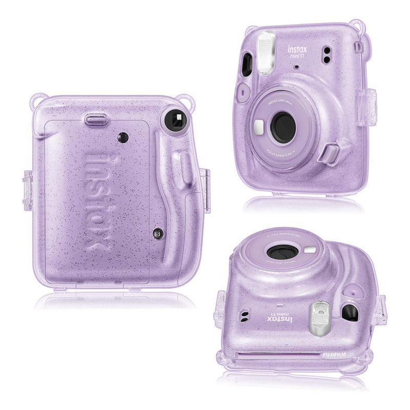 Protector Cámara Instax Mini 11 Escarchado | Con Correa Extraíble lila
