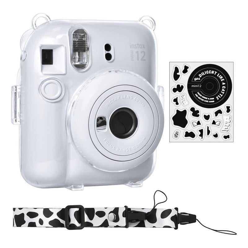 Protector Transparente Instax Mini 12 con Correa y Pegatina | Carcasa de Policarbonato D1