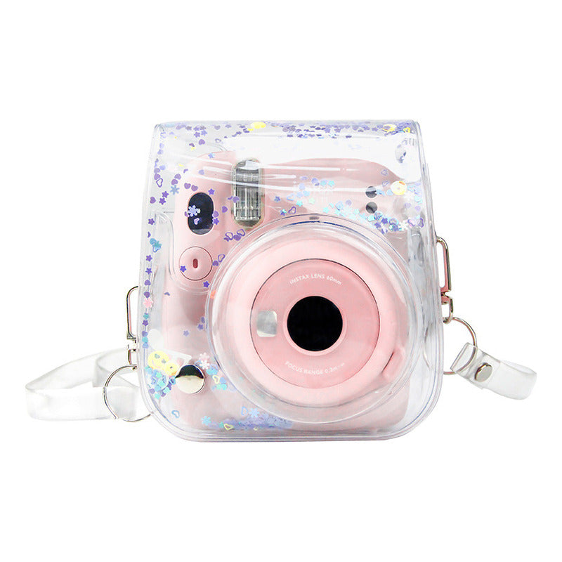 Estuche Instax Mini Transparente Estrellas Lila