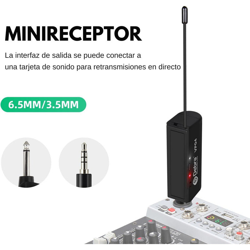 Micrófono Inalámbrico Debra VP-01 – 50 m, 6.5 mm, Recargable
