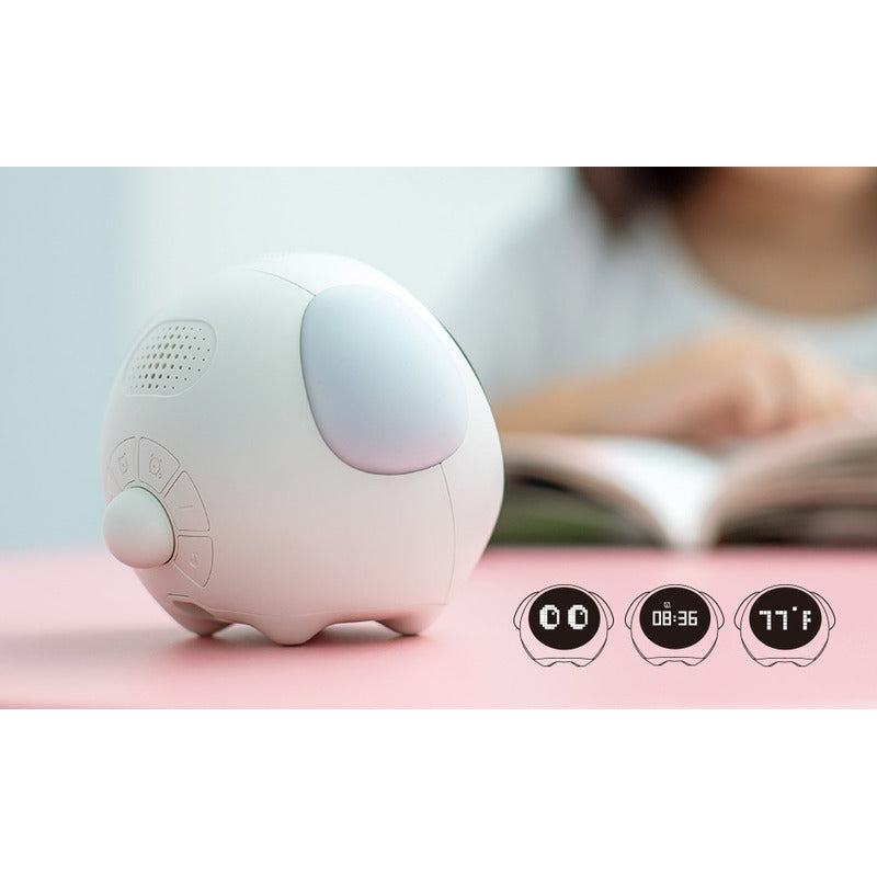Reloj Despertador Emojis Blanco Infantil Interactivo – Expresiones Animadas y Alarma Personalizable