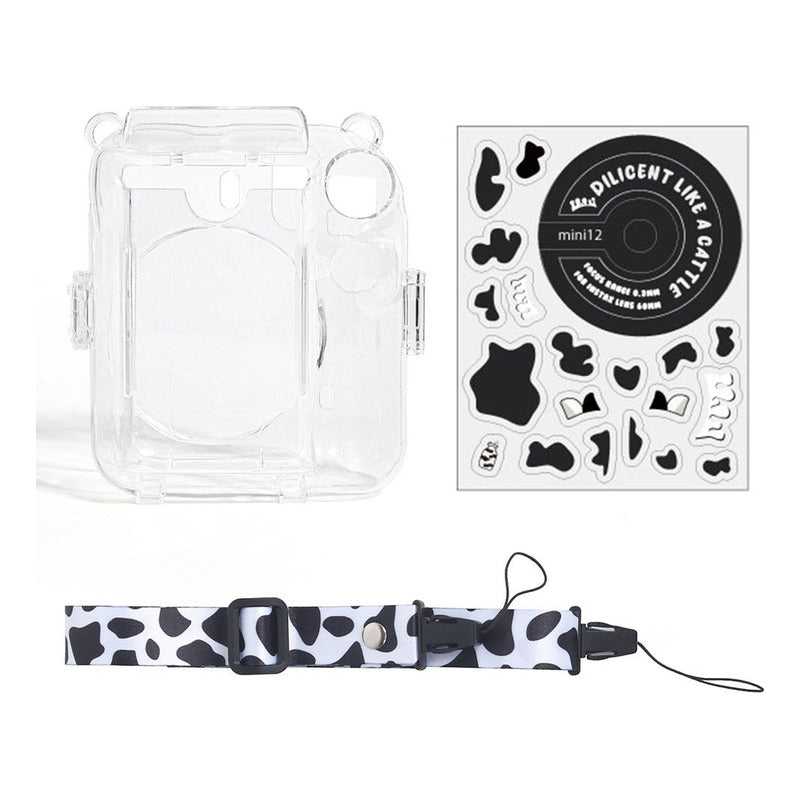 Protector Transparente Instax Mini 12 con Correa y Pegatina | Carcasa de Policarbonato D1