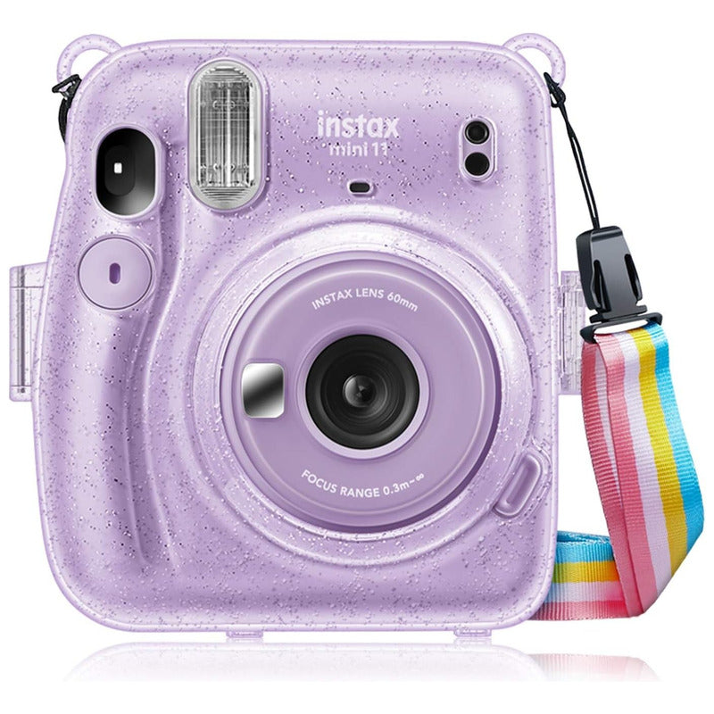Protector Cámara Instax Mini 11 Escarchado | Con Correa Extraíble lila