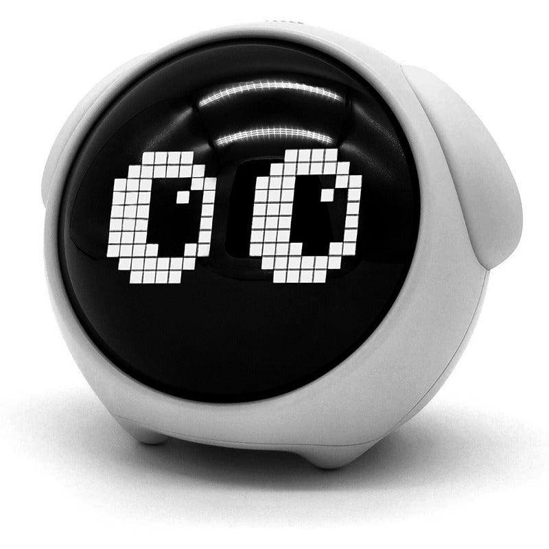 Reloj Despertador Emojis Blanco Infantil Interactivo – Expresiones Animadas y Alarma Personalizable