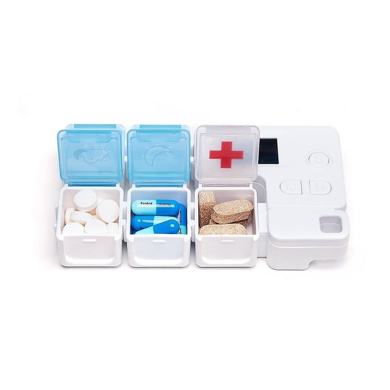 Pastillero Automático con 4 Alarmas - Recordatorio de Medicinas con Compartimento de Emergencia