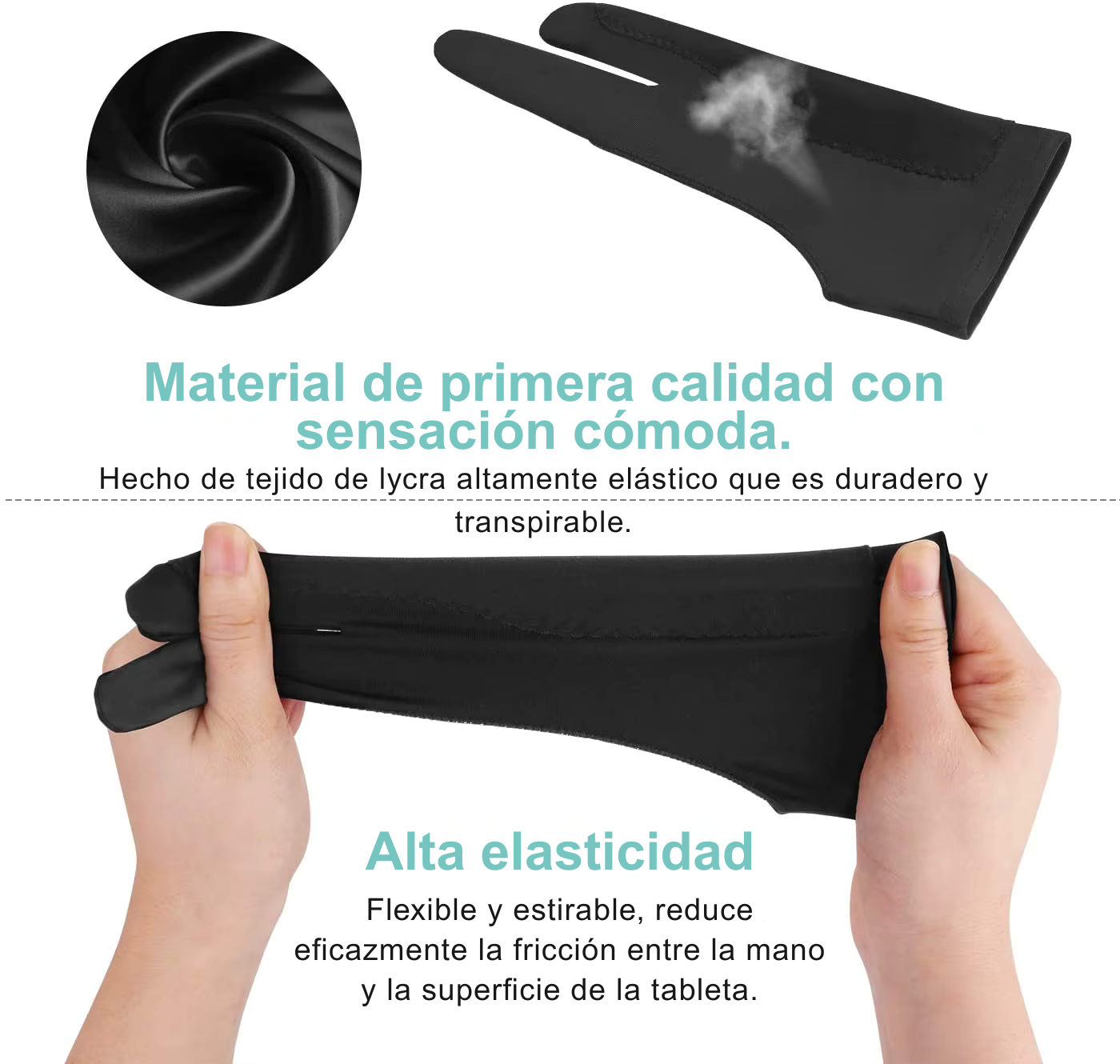 Guantes Dos Dedos Antiestáticos Para Dibujo 6 Unidades