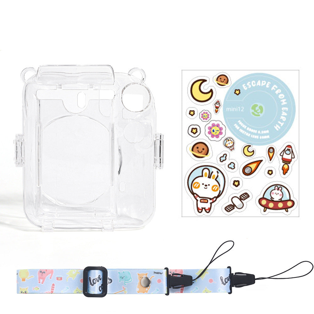 Protector Transparente Instax Mini 12 con Correa y Pegatina | Carcasa de Policarbonato D4