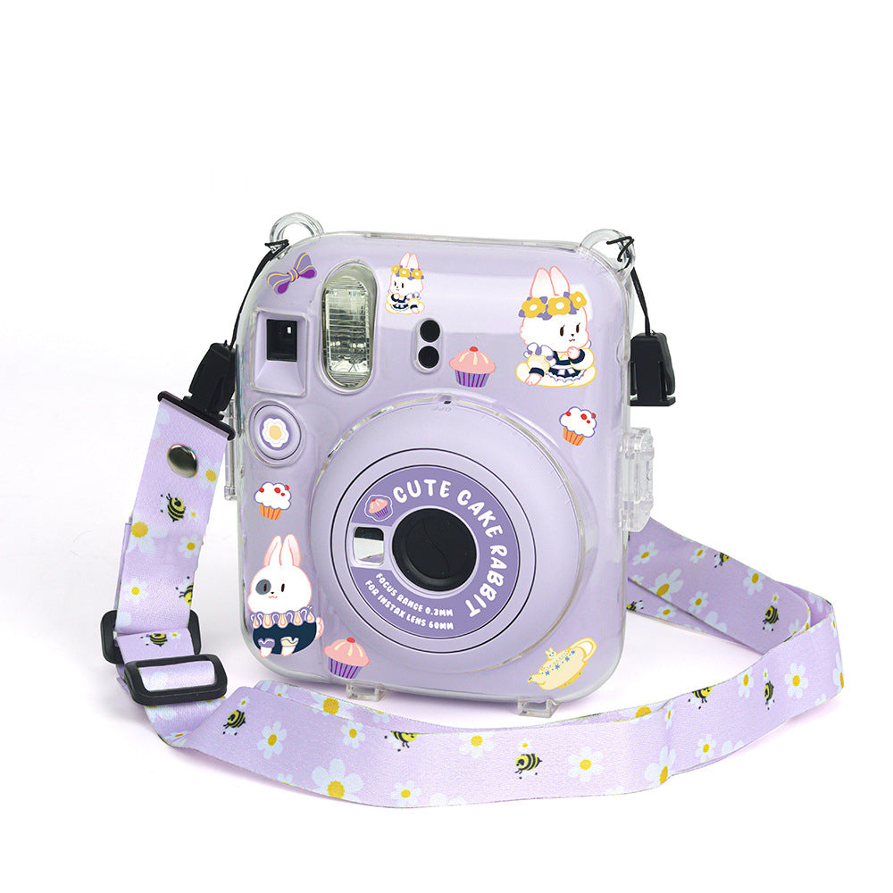 Protector Transparente Instax Mini 12 con Correa y Pegatina | Carcasa de Policarbonato D3