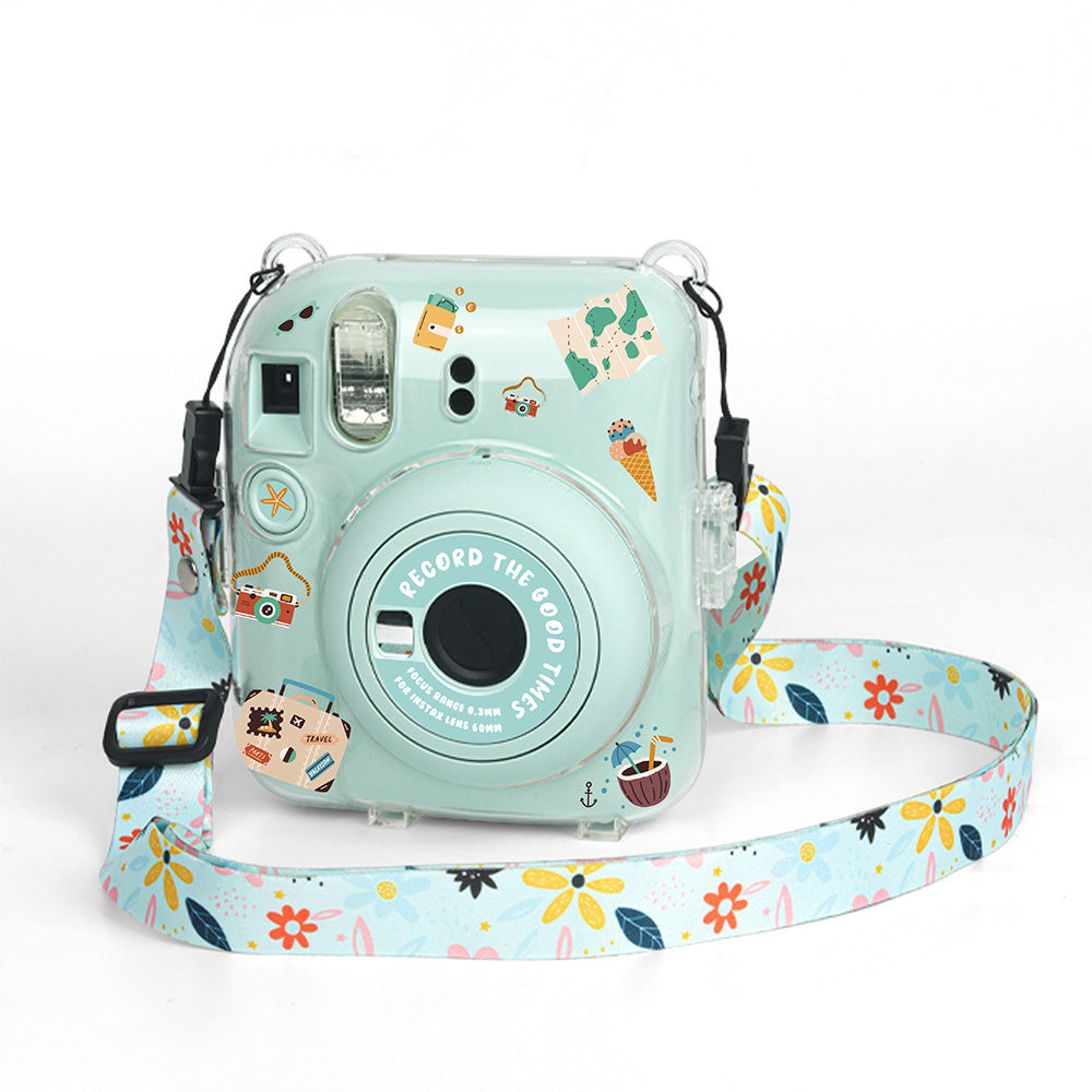 Protector Transparente Instax Mini 12 con Correa y Pegatina | Carcasa de Policarbonato D2