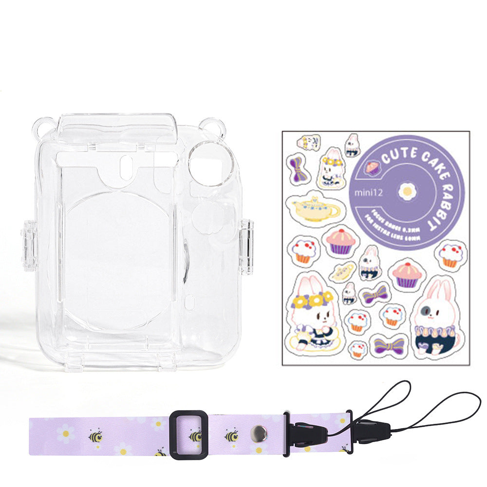 Protector Transparente Instax Mini 12 con Correa y Pegatina | Carcasa de Policarbonato D3