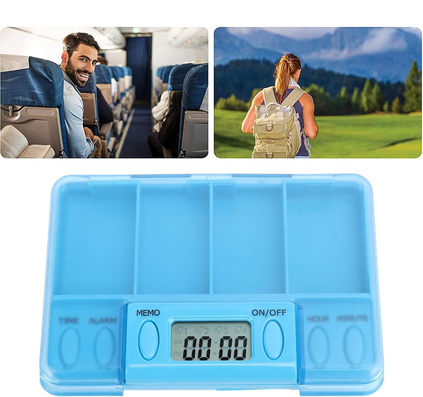 Pastillero Electrónico con 4 Alarmas - Organizador de Medicamentos con Pantalla LCD