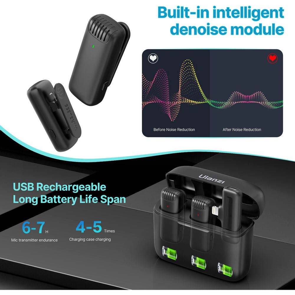 Micrófono Inalámbrico Ulanzi J12 para iPhone - Sistema Profesional con Conector Lightning