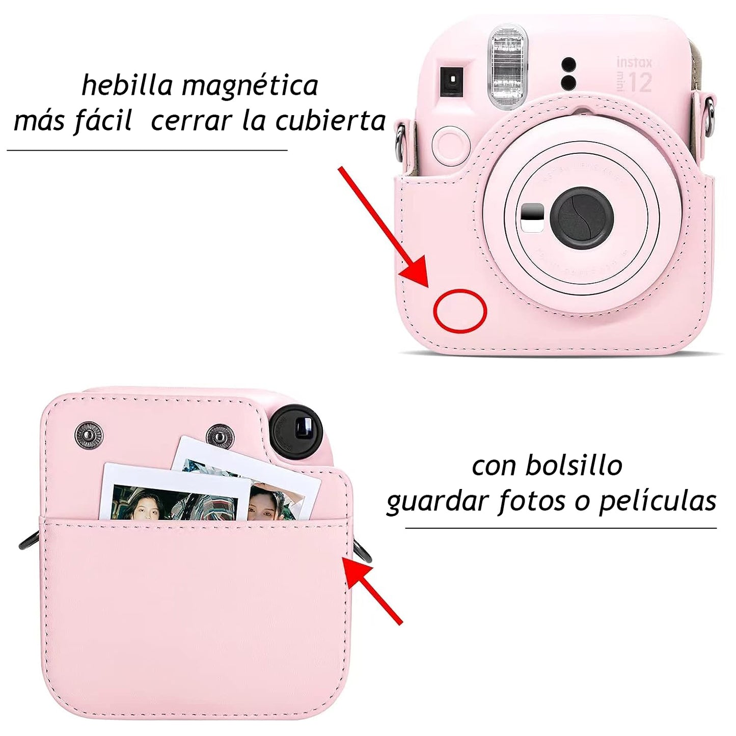 Combo Rosado Instax Mini 12 Estuche + Álbum + Marcos