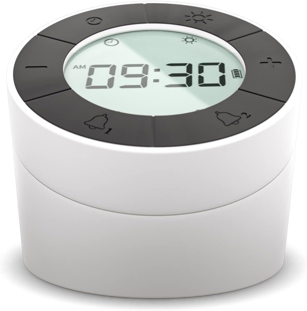 Reloj despertador MikoDream digital reversible con luz nocturna para dormitorios (blanco)