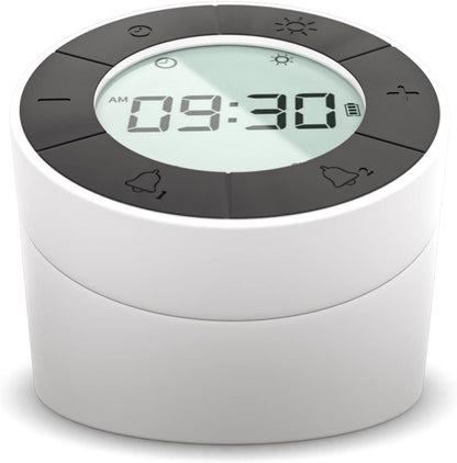 Reloj despertador MikoDream digital reversible con luz nocturna para dormitorios (blanco)