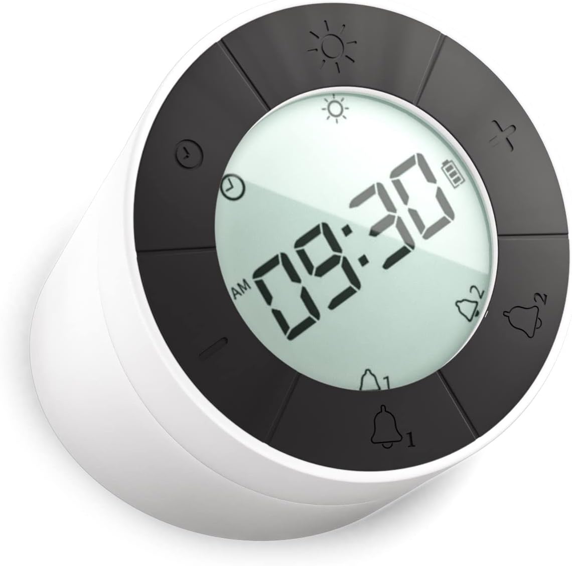 Reloj despertador MikoDream digital reversible con luz nocturna para dormitorios (blanco)