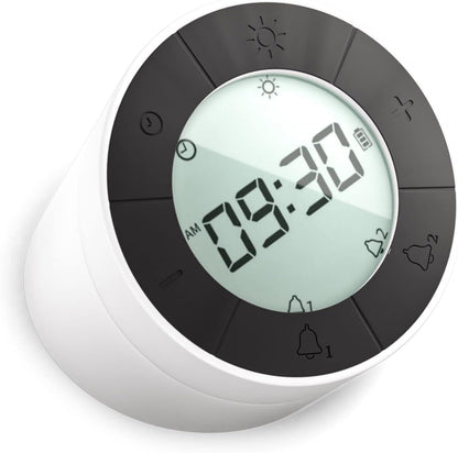 Reloj despertador MikoDream digital reversible con luz nocturna para dormitorios (blanco)