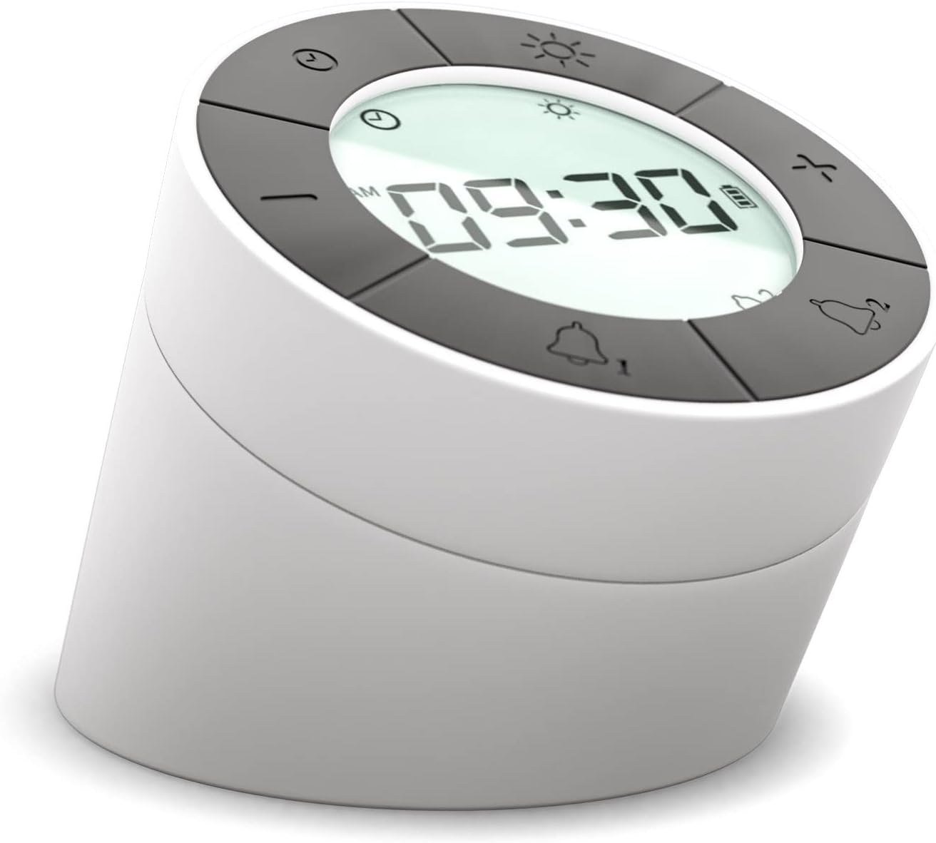 Reloj despertador MikoDream digital reversible con luz nocturna para dormitorios (blanco)